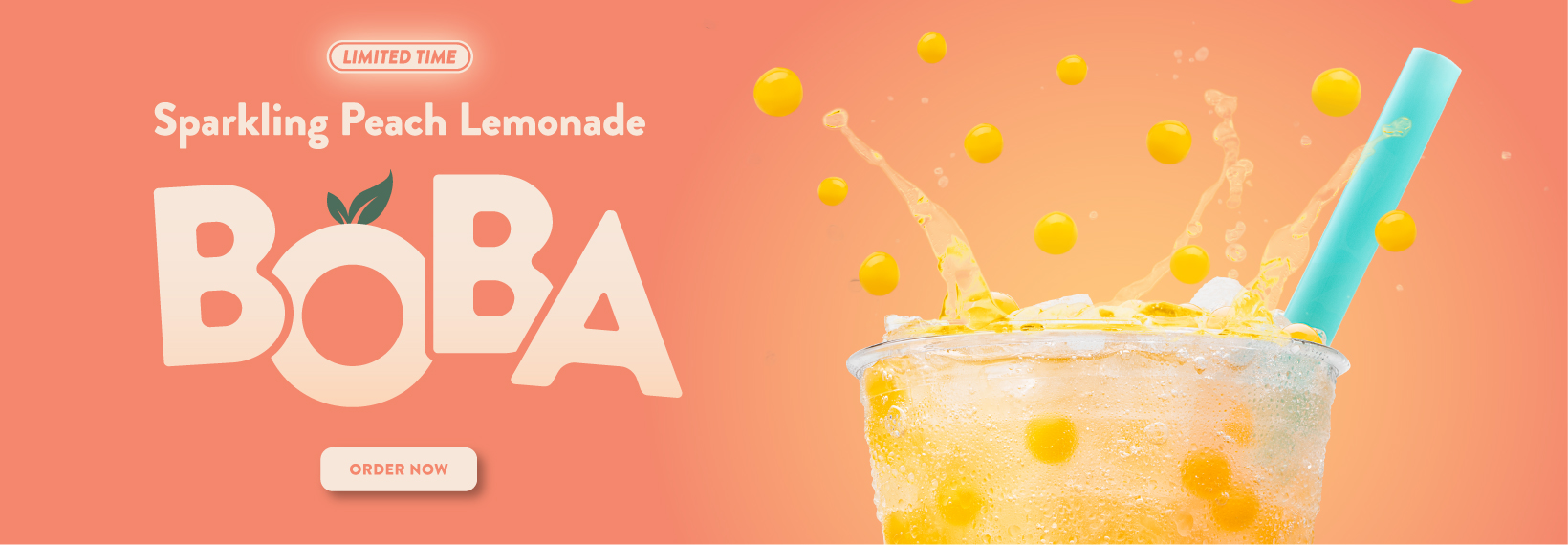 image of the sparkling peach lemonade with boba